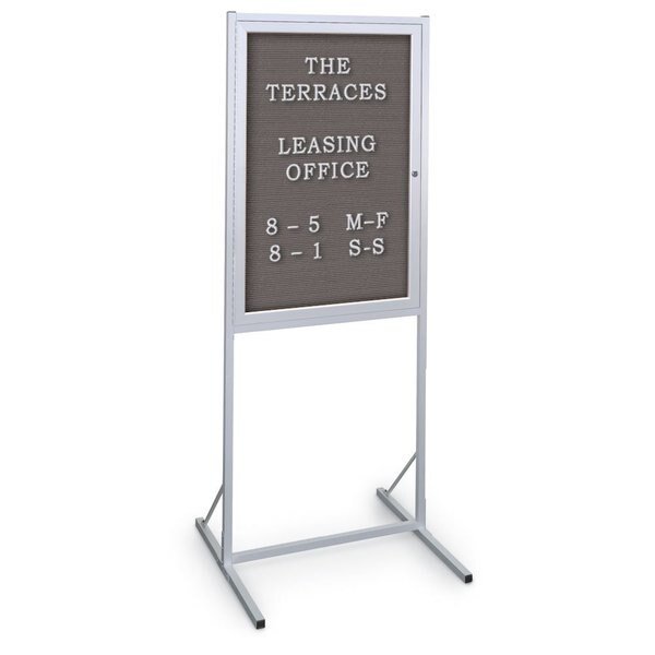 Sliding Door Indoor Enclosed Corkboard, 4, UNITED VISUAL PRODUCTS, Mfr# UV9025ACS-WHITE-RUBBER